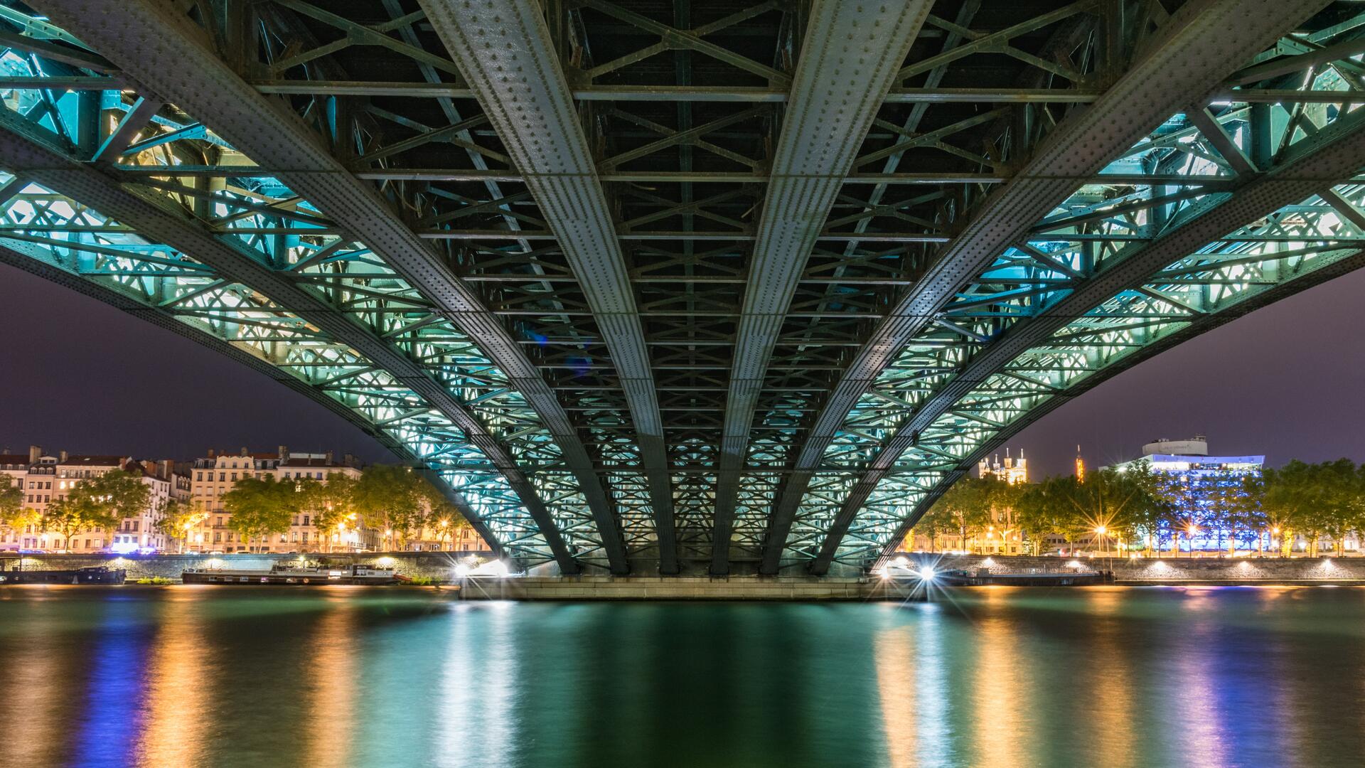 University bridge. Лион река. Страны, архитектура, река, Лион, Франция, Country, Architecture, River, Lyon, France. France Lyon 4k.